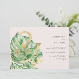Convites Ouro Tropical Foliage Ampersand Wedding