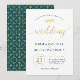 Convites Ouro & Turquesa | Cerimônia de Casamento Clássica 