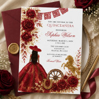 Ouro Vermelho Cavalo Ocidental Floral Charra Quinc