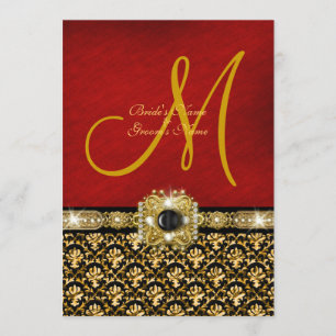 Convites Ouro vermelho preto "casamento elegante " do