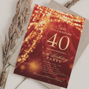 Convites Ouro & Vermelho   Surpresa de 40 Anos 