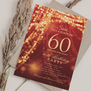 Convites Ouro & Vermelho Surpresa de 60 anos