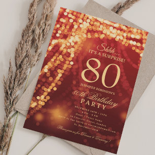 Convites Ouro & Vermelho Surpresa de 80 Anos