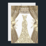 Convites Ouro Vestido Flores Elegantes 50ª Festa de anivers<br><div class="desc">Flores de Vestido de ouro Elegante 50ª Festa de aniversário Convidar Variações para o convite e itens correspondentes em nossa loja</div>