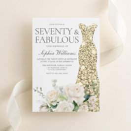 Convites Ouro  Vestido Rosas Brancas Festa de aniversário 7