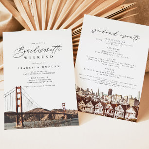 Convites Ouro Watercolor Gate San Francisco Skyline