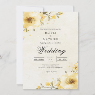 Convites Ouro Yellow Floral Whimsy Casamento