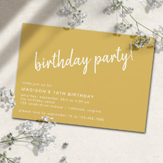 Convites Ouro Yellow Modern Casual Qualquer Festa de aniver