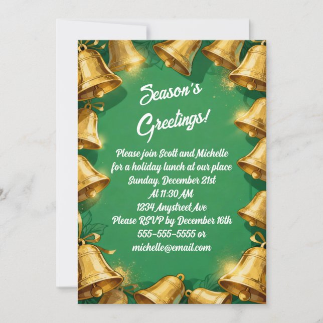 Convites Ouros da Festa de Natal Verde (Frente)