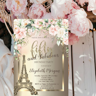 Convites Ouros de luxo Torre Eiffel, Rosas de borda 50th