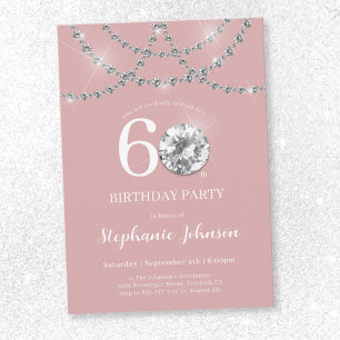 Convites Ouros Elegantes Blush Pink 60º Aniversário