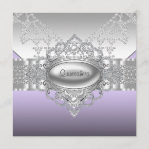 Convites Ouros Pearls Purple Quinceanera Invants