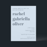 Convites Ousado Retro Macio Azul Simples Bonito Bat Mitzvah<br><div class="desc">Este convite personalizado de Bat Mitzvah apresenta um fundo azul gelado suave com tipografia moderna e um layout limpo e estruturado para detalhes do evento. Projetado para celebrações contemporâneas, funciona bem para cerimônias e recepções de todos os tamanhos. A cor azul empoeirado coordena facilmente com papelaria e peças de decoração...</div>