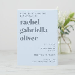 Convites Ousado Retro Macio Azul Simples Bonito Bat Mitzvah