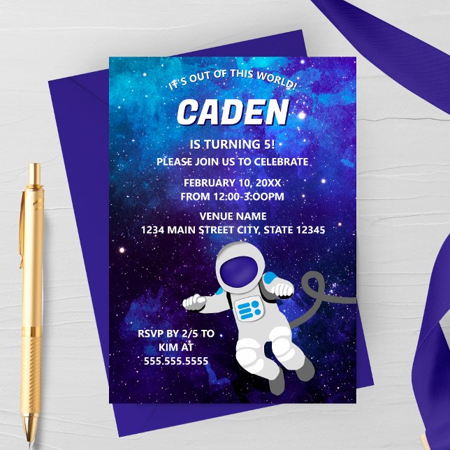 Convites Out of This World Space Birthday Invitation (Criador carregado)