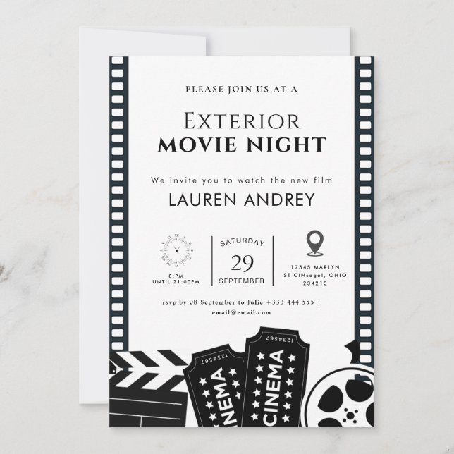 Convites Outdoor Movie Night Invitation (Frente)