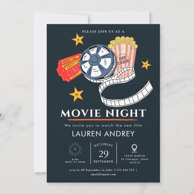 Convites Outdoor Movie Night Invitation (Frente)