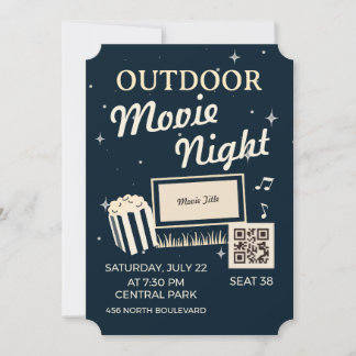 Convites Outdoor Movie Night Ticket Invite