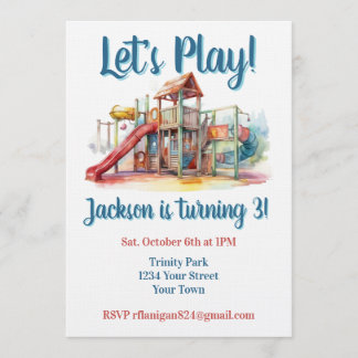 Convites Outdoor Park Playground Kids Birthday Invitation