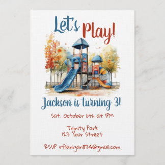 Convites Outdoor Park Playground Kids Birthday Invitation