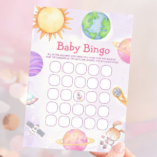 Convites Outer Space Baby Shower Bingo Game Card
