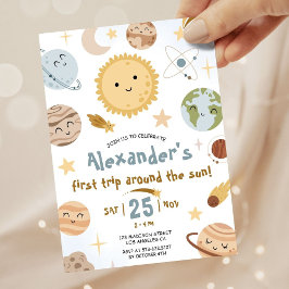 Convites Outer Space Birthday First Trip Around The Sun