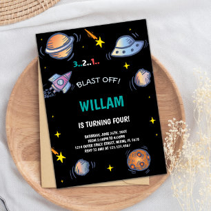 Convites Outer space Birthday Invitations