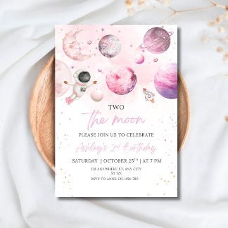 Convites Outer Space Birthday Party Girl Astronaut Birthday