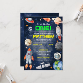 Convites Outer Space First Birthday Invitation