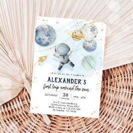 Convites Outer Space First Trip Around the Sun 1st Birthday