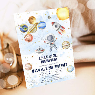 Convites Outer Space Planets Astronaut Boy Birthday