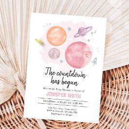 Convites Outer Space Planets Galaxy Girl Baby Shower