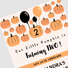 Convites Outono Abóbora Virando dois halloween 2º aniversár