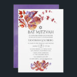 Convites Outono - Cair Aquarela Deixa Bat Mitzvah<br><div class="desc">Cartões de convite de morcegos de folhagem de outono com um tema ultravioleta.</div>