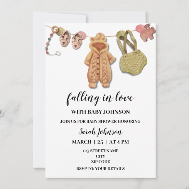 Convites Outono chá de fraldas de Ação de Graças (Frente)