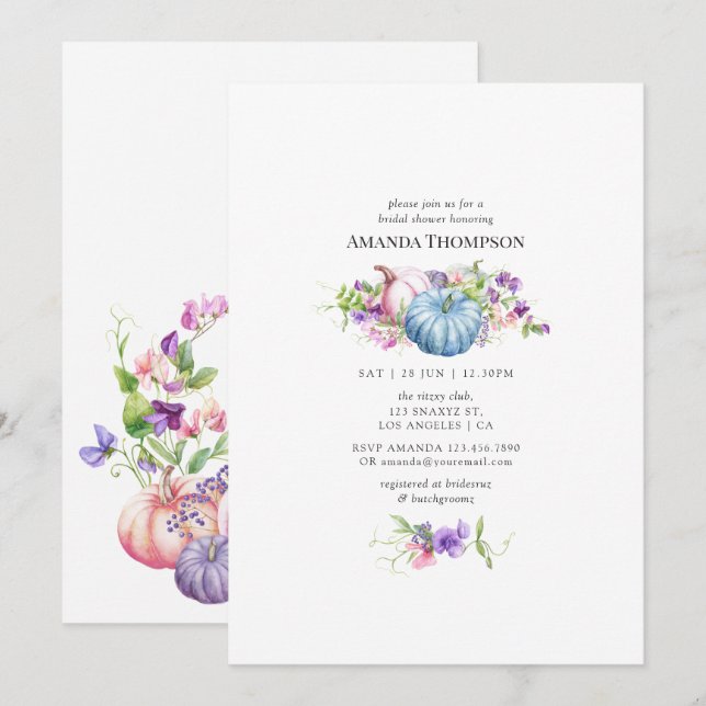 Convites Outono - Chá de panela Floral de Queda (Frente/Verso)