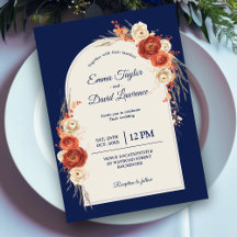 Outono Chic Floral Laranja Terracota Casamento Azu