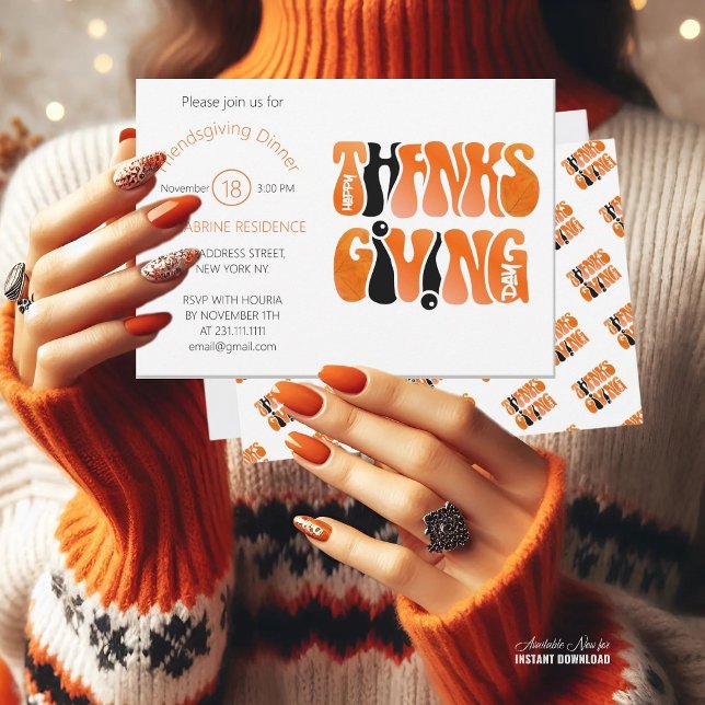 Convites outono de Ação de Graças do Grafite Branco Moderno (Criador carregado)