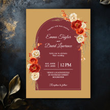 Outono Elegante Floral Laranja Terracota Casamento
