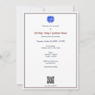 Convites Outono Esperança Unidade Gratidão Logotipo Jantar 