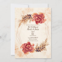 Outono Floral Aguarela de Casamento com Temática d