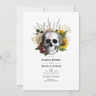 Convites Outono Floral Rústico Gótico Casais Chuveiro