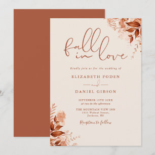 Convites Outono Floral Terracota Casamento Amor