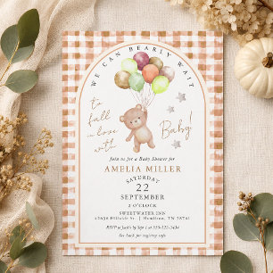 Convites Outono Mal Podemos Esperar Xadrez Baby Shower