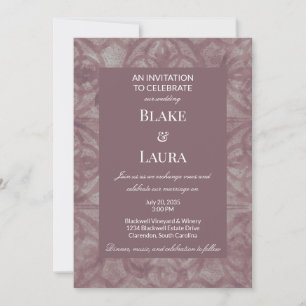 Convites Outono Muscadine Batik Personalizado Roxo Fumê