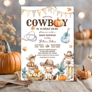 Convites Outono Nosso Pequeno Cowboy Chá de Bebê do Oeste S