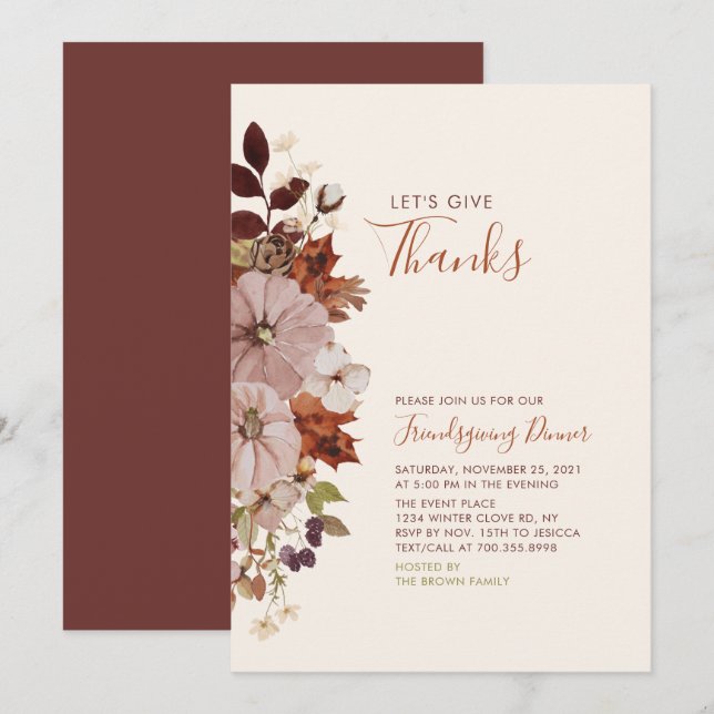 Convites Outono/outono Amigos dando /Obrigados dando Janto (Frente/Verso)