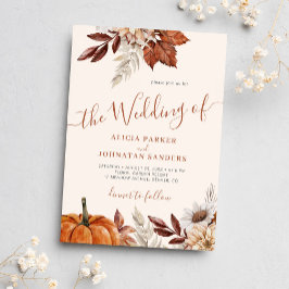 Convites outono outono outono QR boho casamento botânico
