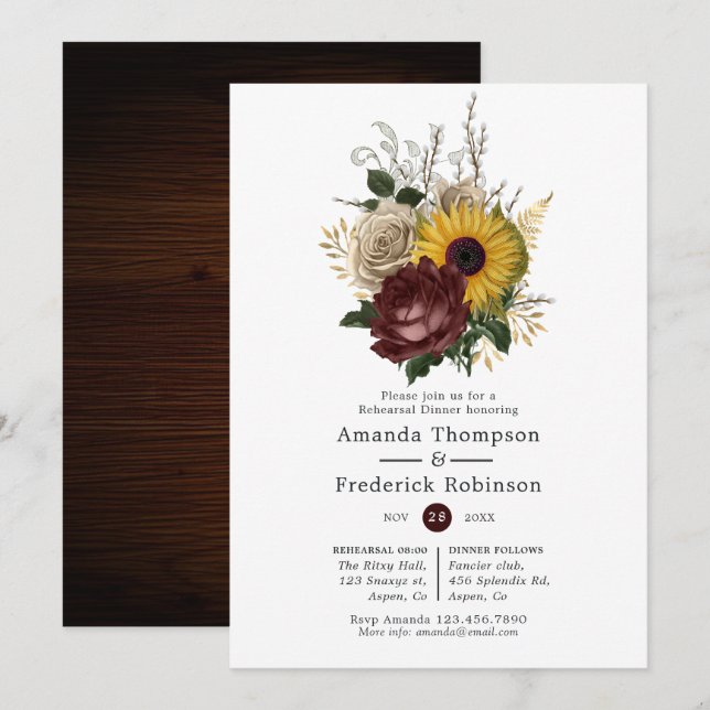 Convites Outono Russo - Janto de Ensaio Floral de Queda (Frente/Verso)