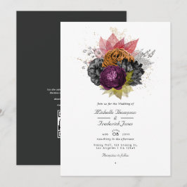 Convites Outono Vintage - Casamento Floral de Outono com RS